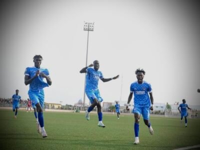 La joie des joueurs de Jamono Fatick face au stade de Mbour