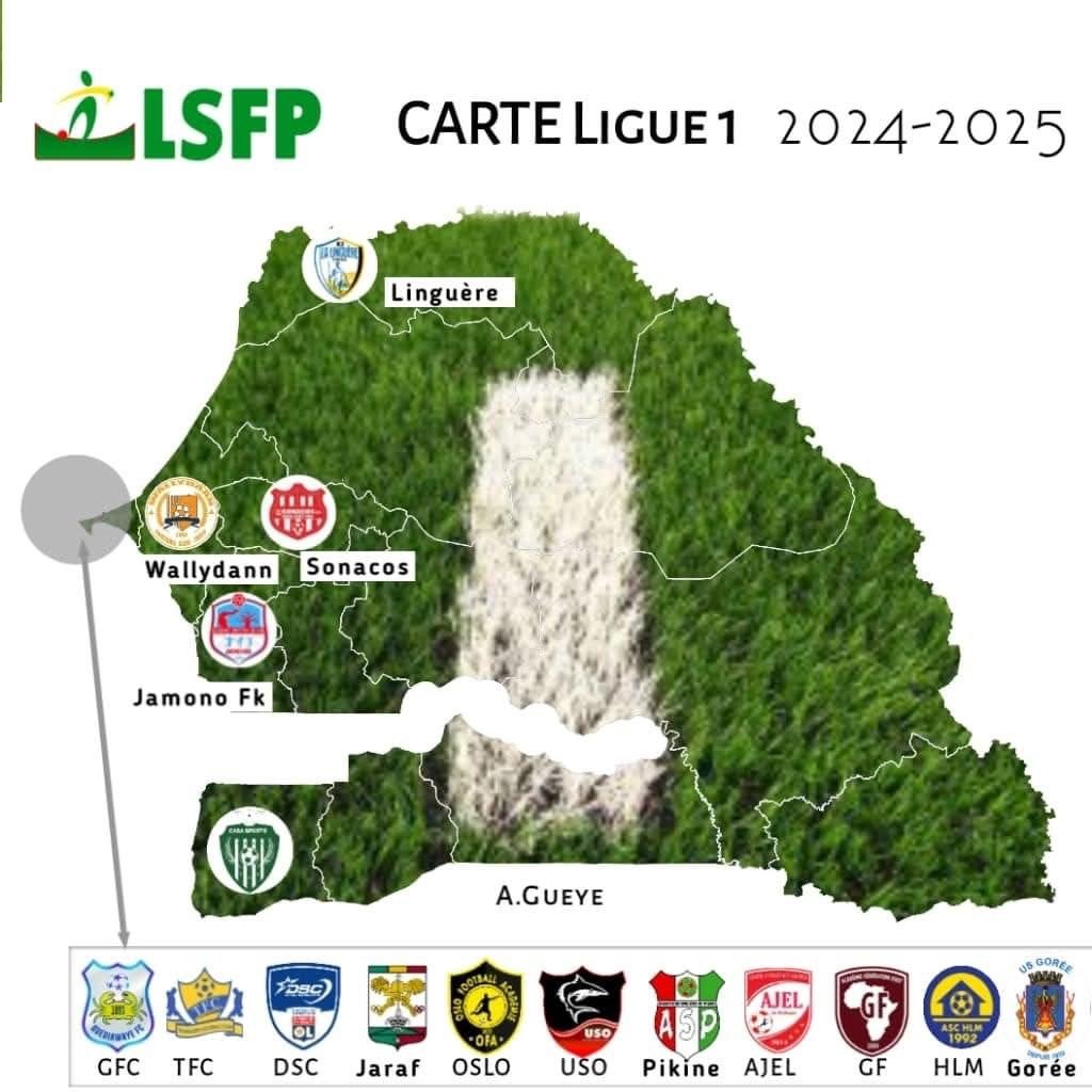 Cartographie du championnat avec la forte représentativité des clubs de Dakar 