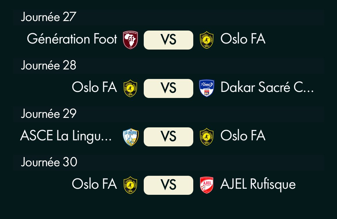 Calendrier Oslo FA