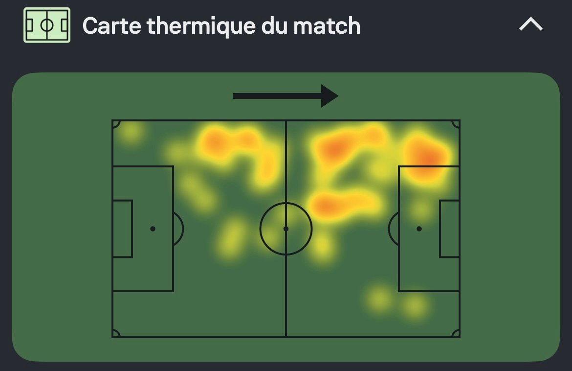 Carte thermique de Sadio Mané face au Soudan (Sofascore)